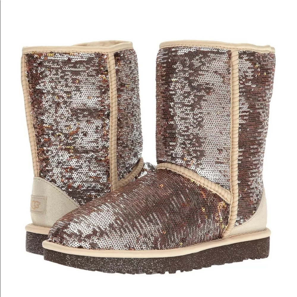 Ugg classic short sparkles champagne boot